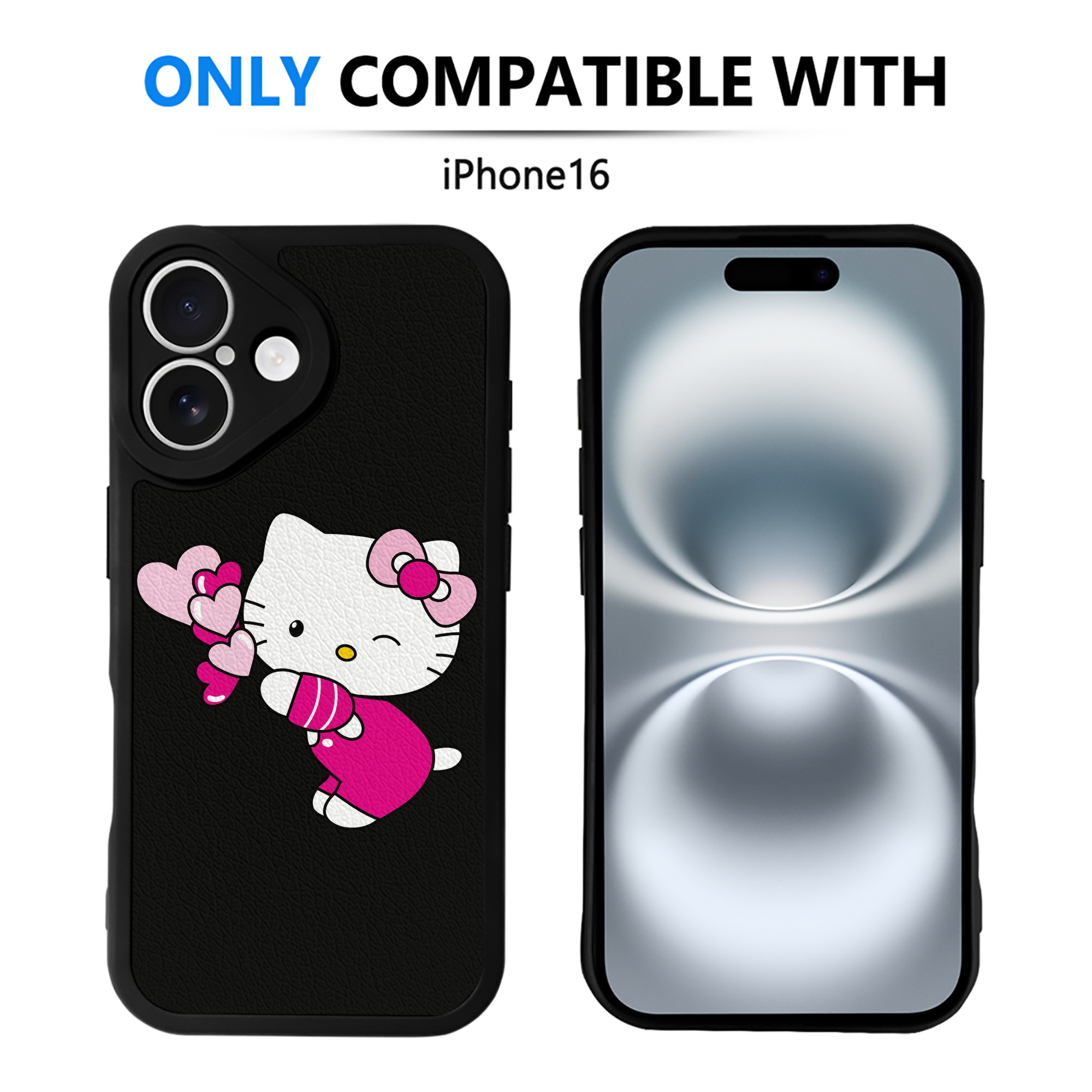 （画像用） Hello Kitty ハローキティ 【iPhone 16シリーズ対応】シリコンスマホケース（レザー調） 材質：シリコン